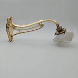 Art Nouveau bronze wall lamp with its rose-shaped glass paste tulip