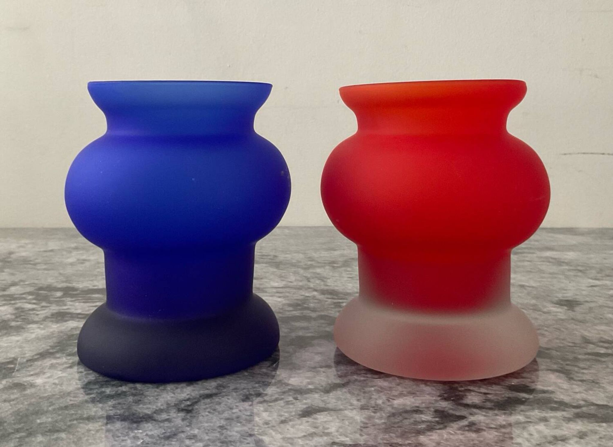Pair of vintage frosted glass vases