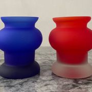 Pair of vintage frosted glass vases