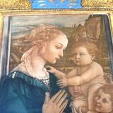 Polychrome religious icon to hang The Virgin and Child