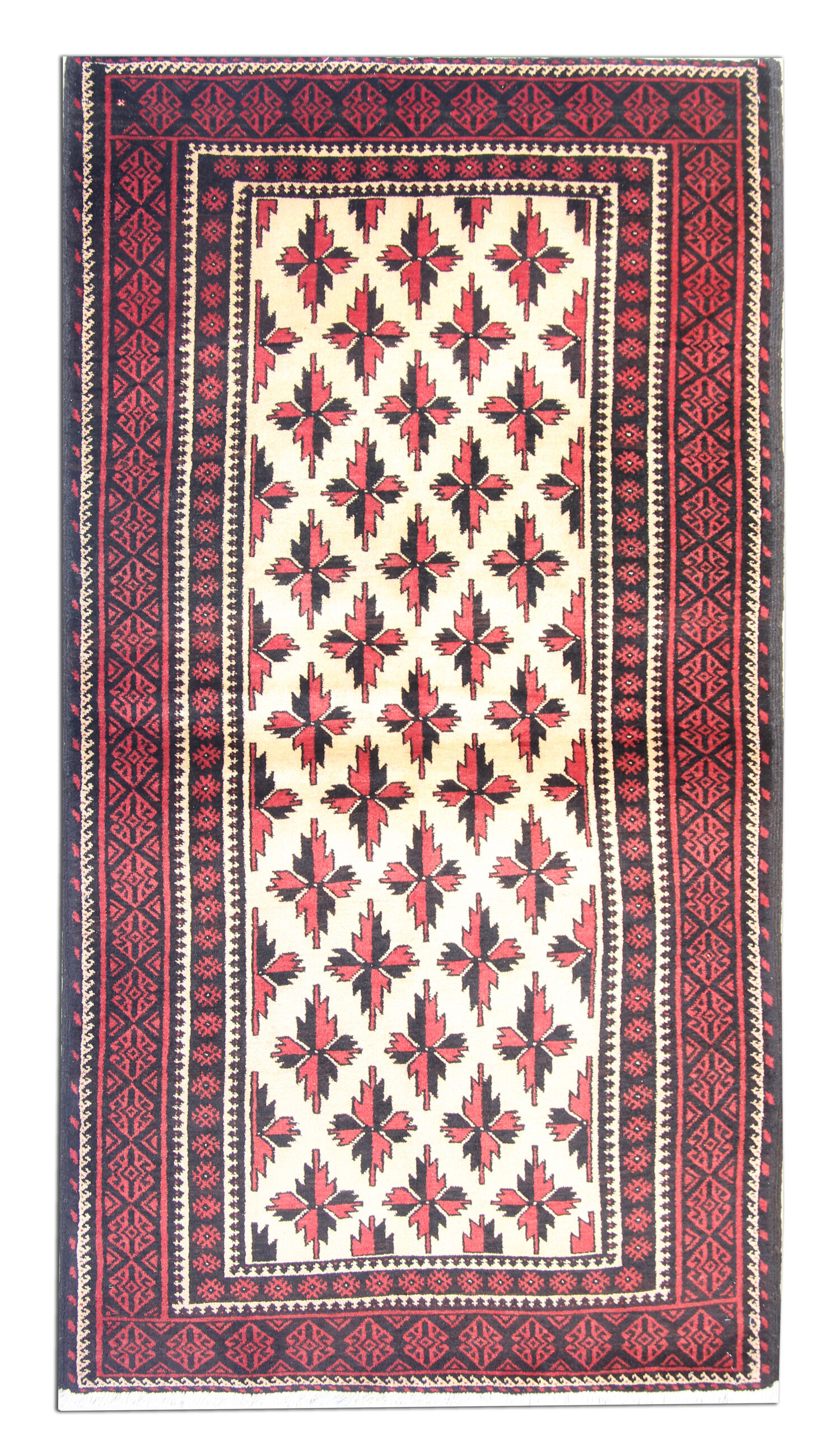 Tapis de salon en laine orientale tissée à la main - 109x211cm