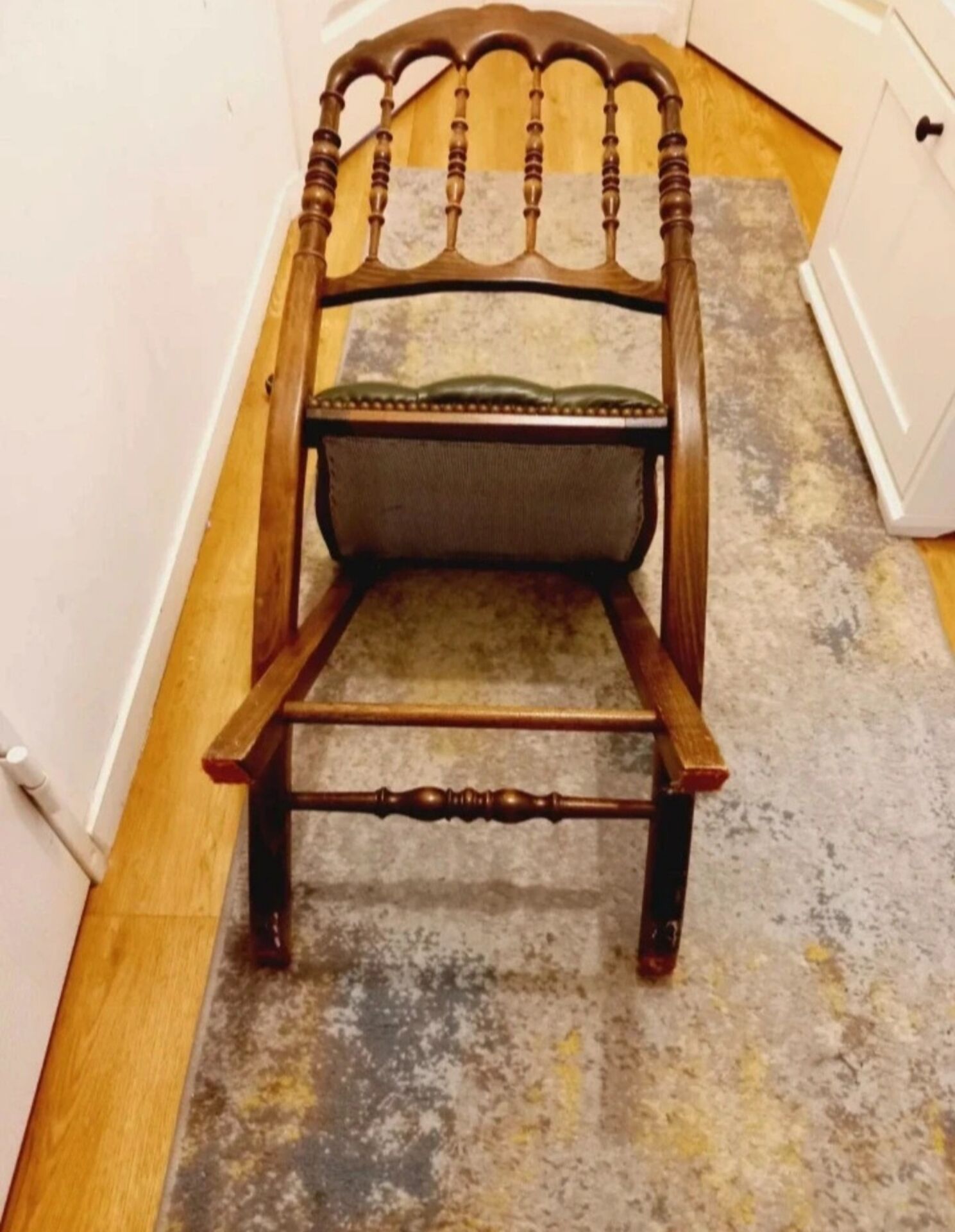 English folding chair - Vintage in wood and leather