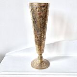 Engraved brass vase