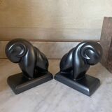 Pair of CAB Art Deco Ceramic Ram Bookends