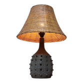 Mid-century modern studio pottery table lamp by Jette Hellerøe, 1960s.