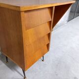 Bureau vintage design en bois clair années 50 60