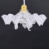 Double Medusa Pendant - Art Nouveau Molded Draped Frosted Glass