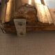 Large antique mirror with flagship shell in wood and gilded stucco