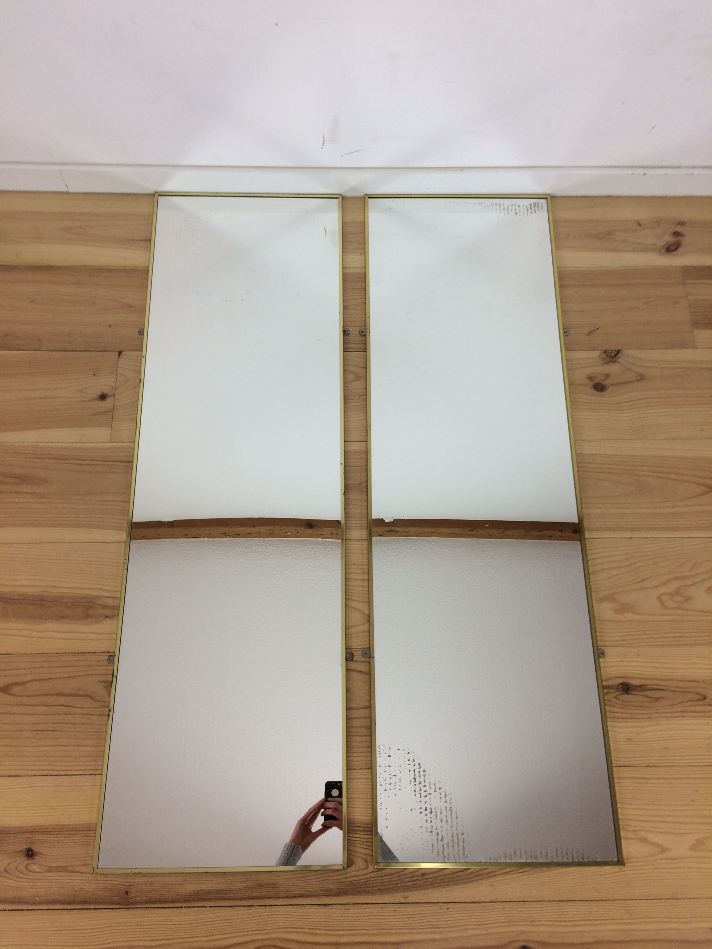 2 golden mirrors 121 x 37 cm