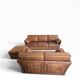 Roche Bobois vintage lounge from the 80s – cognac buffalo leather – 2 sofas + pouf