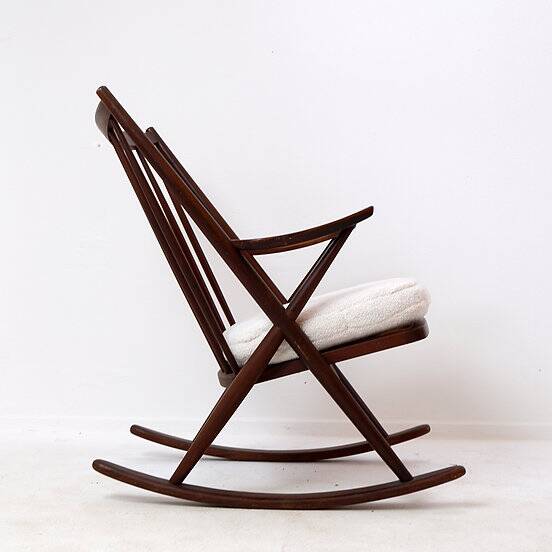 Rocking chair by Frank Reenskaug for Bramin, 1960s - New White Boucle Fabric