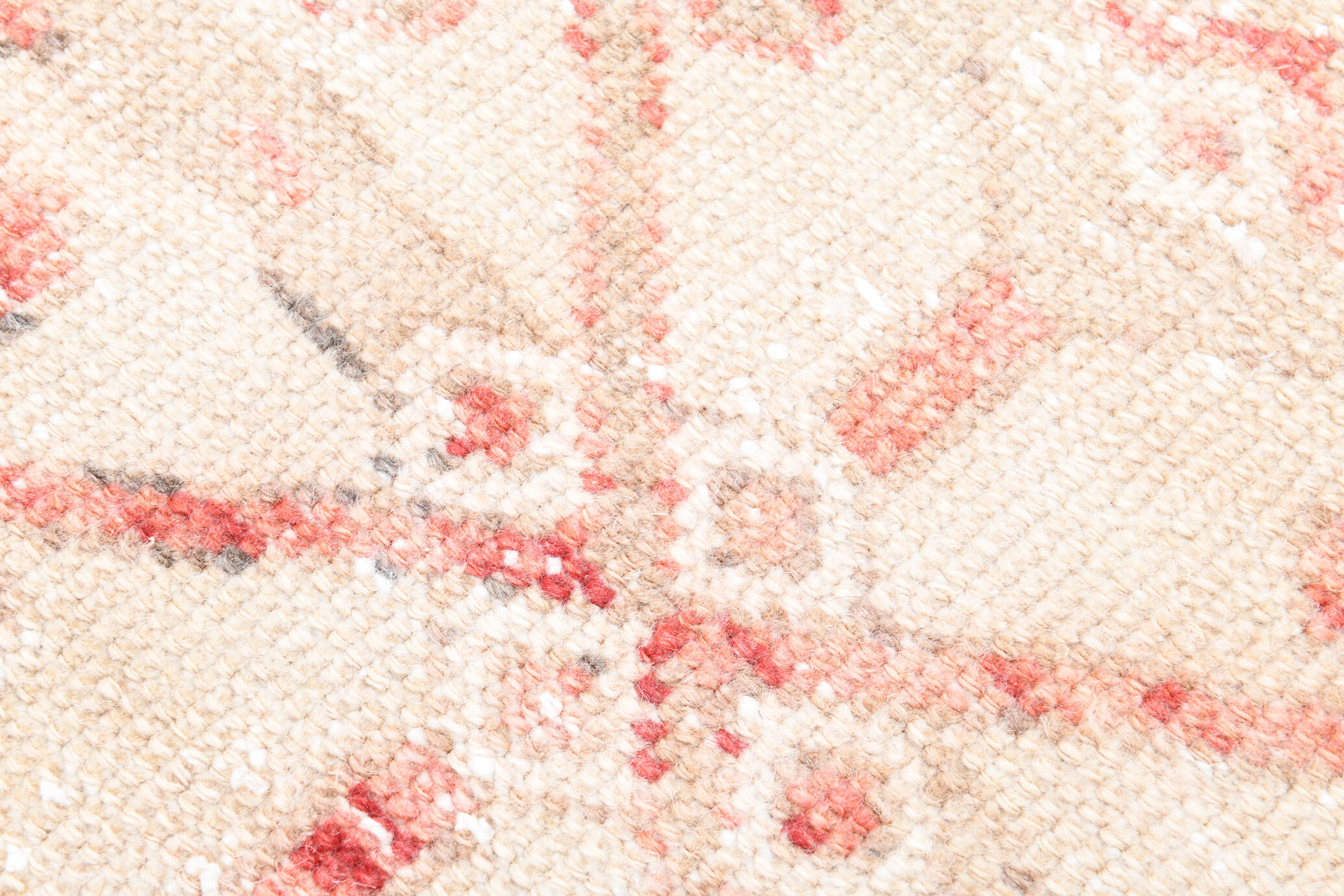 Faded red and beige vintage runner rug 322x85cm