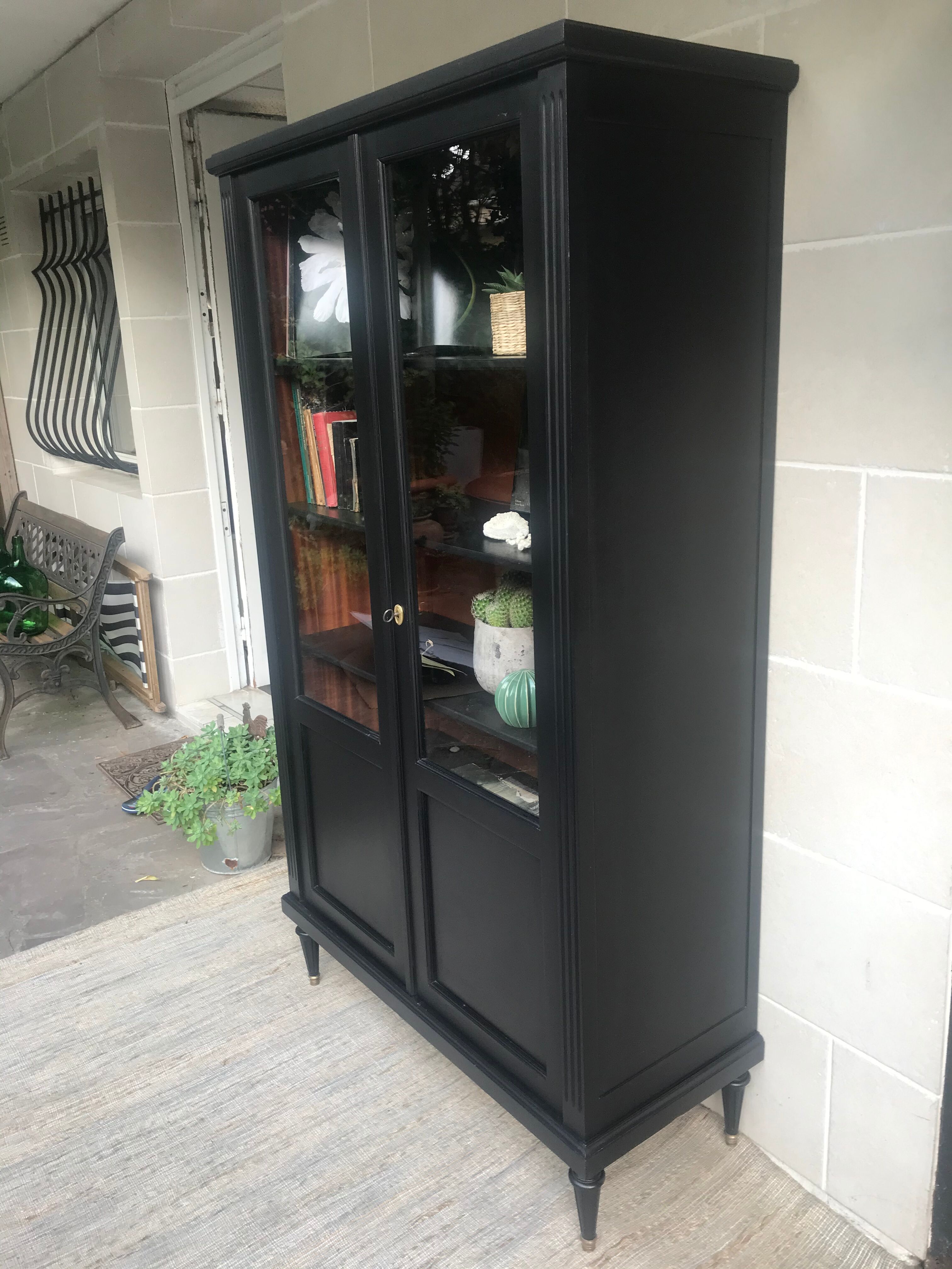 Showcase cabinet of curiosities black and wood