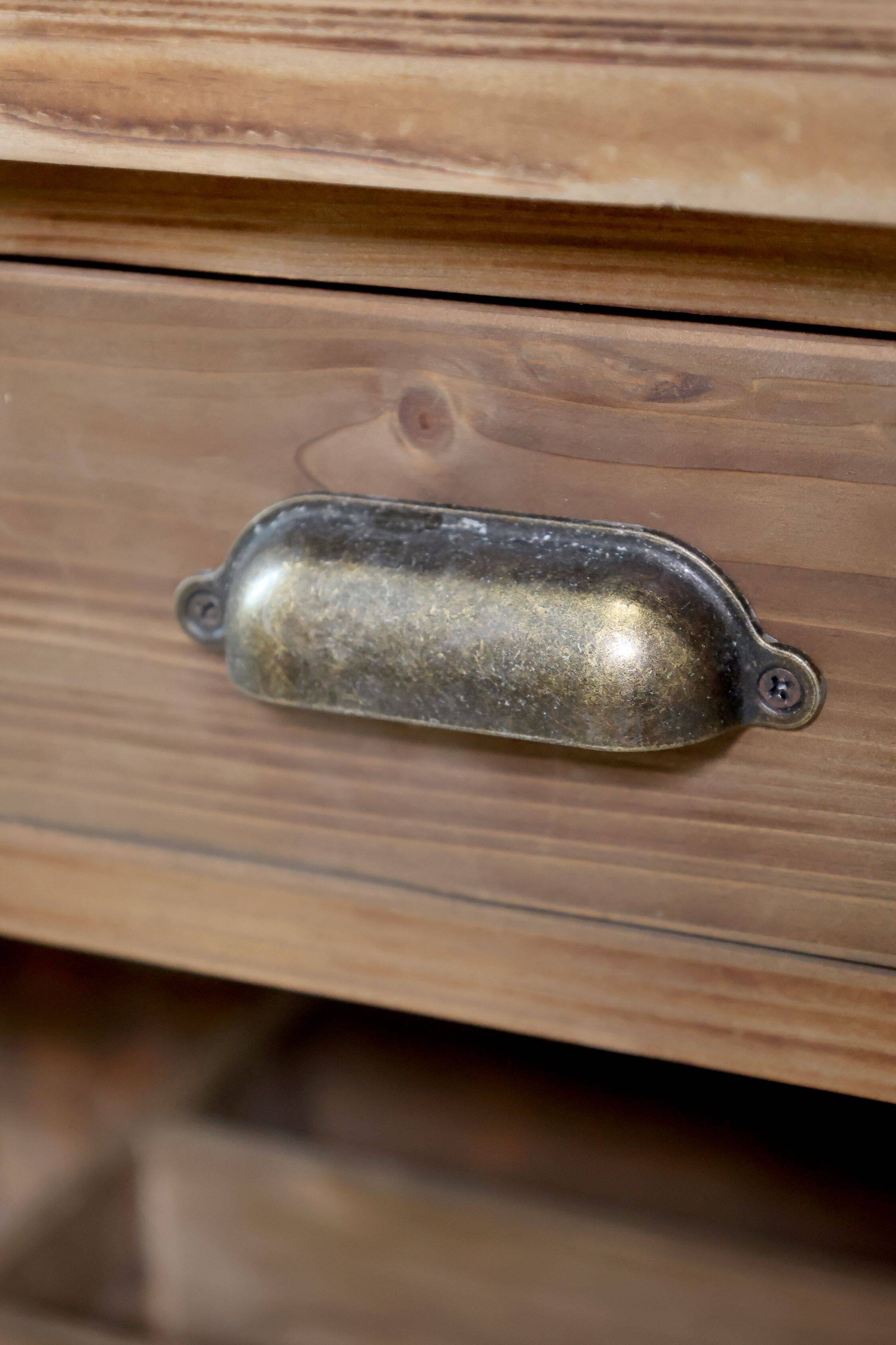 Îlot central de cuisine style meuble de métier en bois patiné