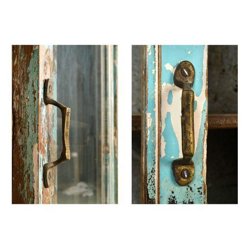 Blue green green wood glazed buffet