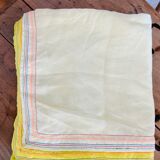 Belgian Linen Tablecloth Embroidered, Yellow Tyedie