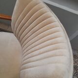 Vintage armchair 50s 60 velvet beige champagne