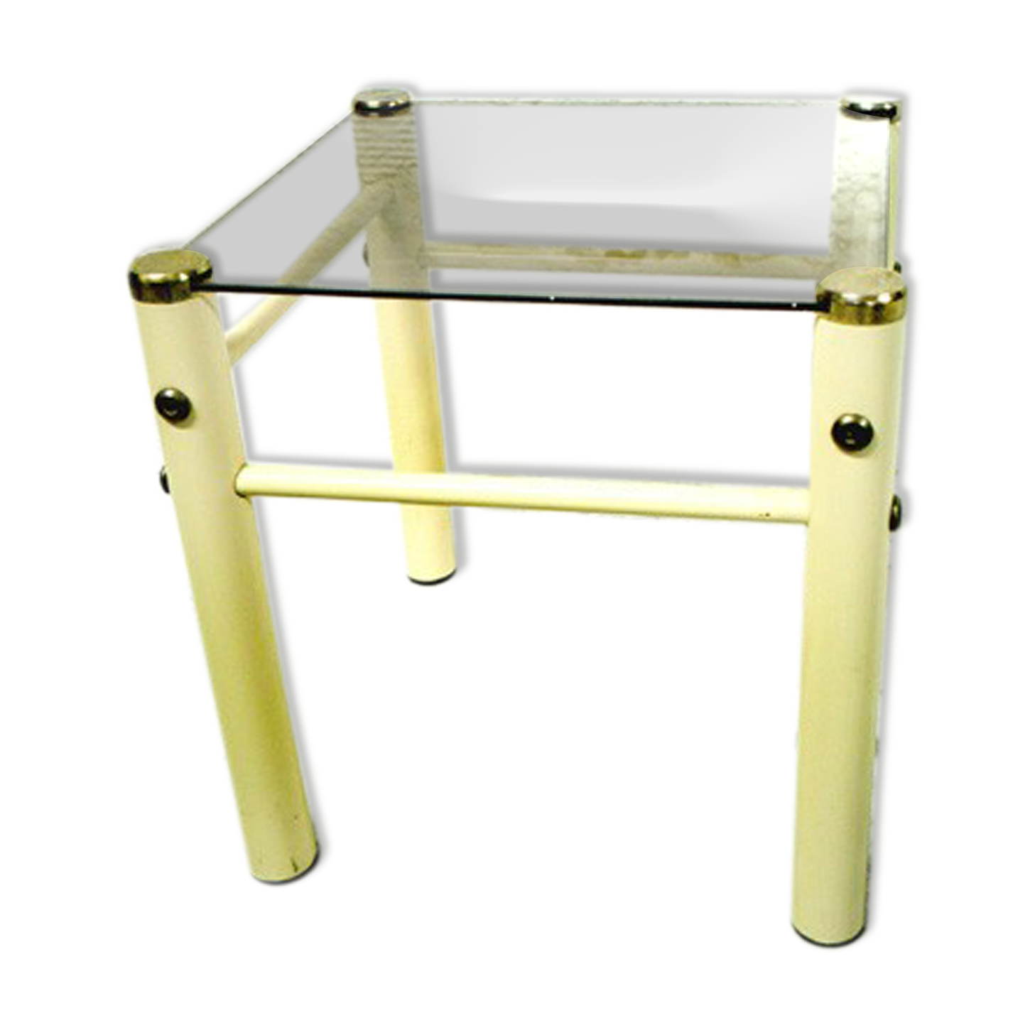 Vintage metal side table and smoked glass
