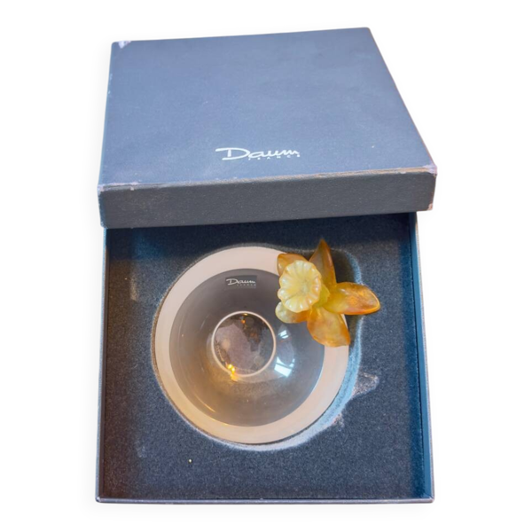 Coupe Daum France en cristal sculpté – Décor floral en pâte de cristal