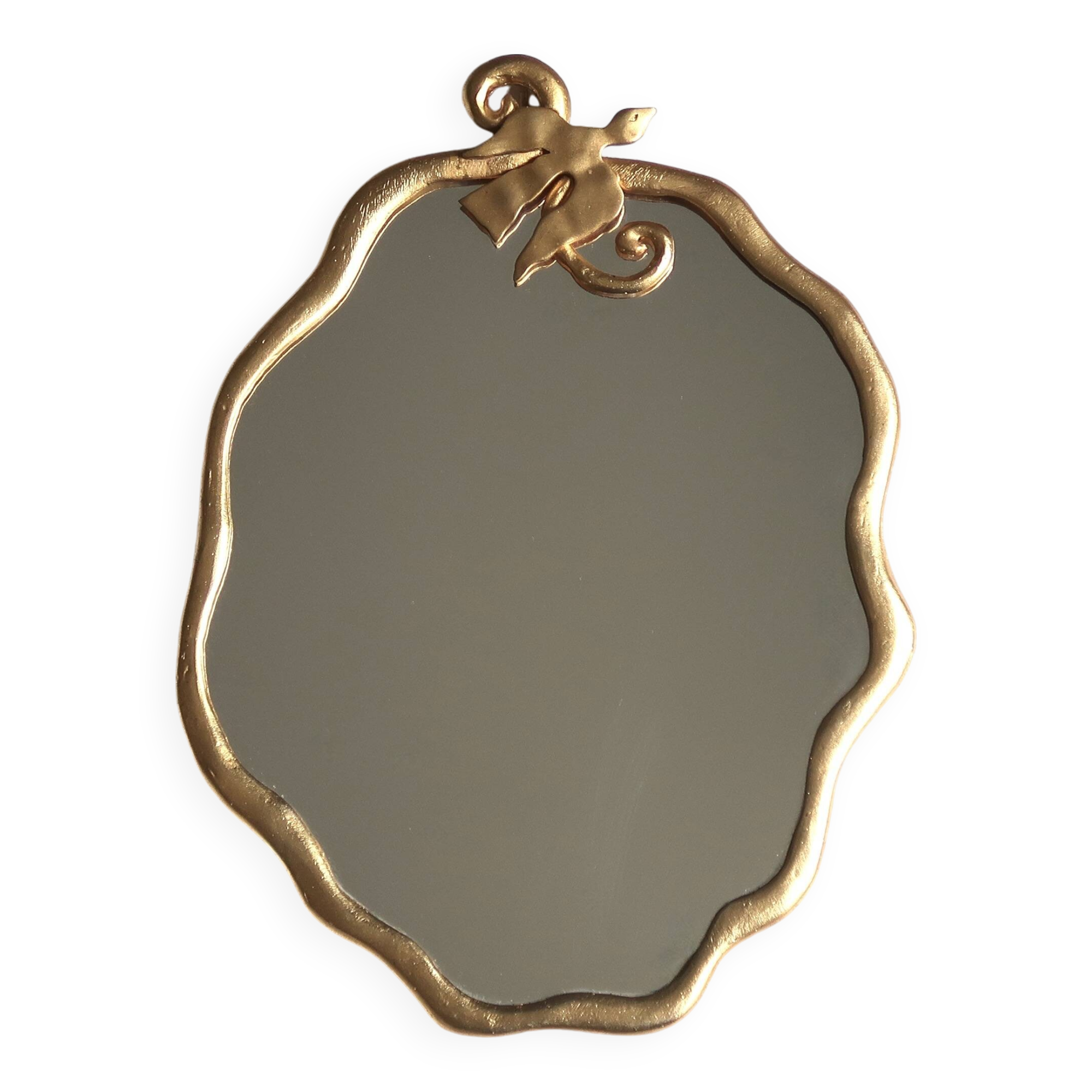 Gilded mirror with bird by Edouard Rambaud, 1990s