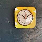 Vintage silent wall pendulum clock from the 60s square "Kiulé flowers"