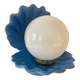 Lampe coquillage en céramique bleue