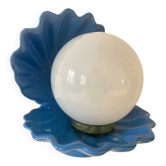 Lampe coquillage en céramique bleue