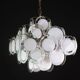 Large 36 Murano Glass White Disc Chandelier by Vistosi, 1970s