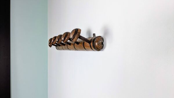 Patère vintage bambou bois sculpté 7 crochets – Élégance naturelle