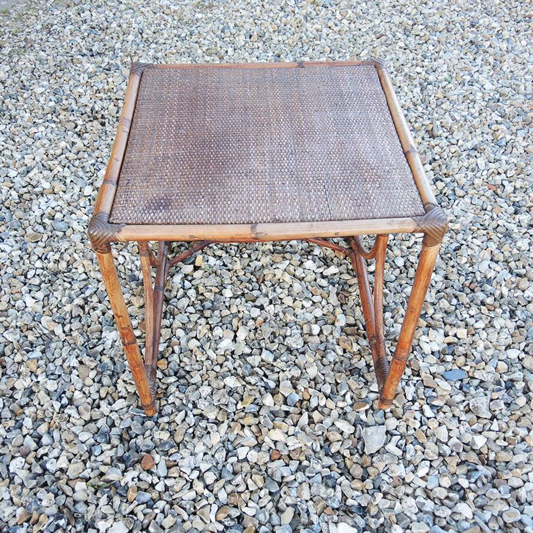 Vintage rattan and wicker side table