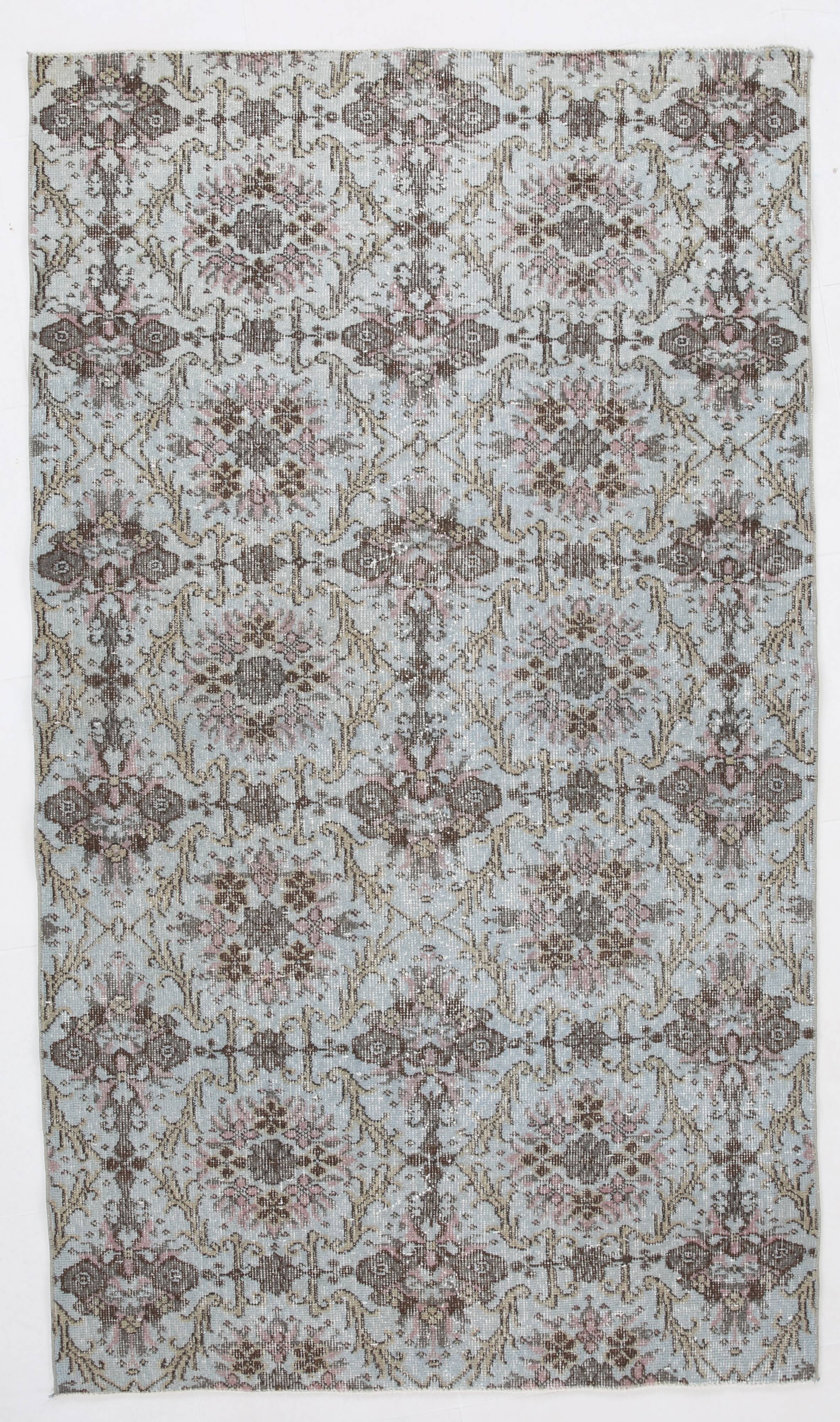 Light blue floral carpet 203x118cm