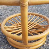 Vintage coffee table in rattan and glass