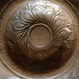 Antique brass alms dish, 17th century
