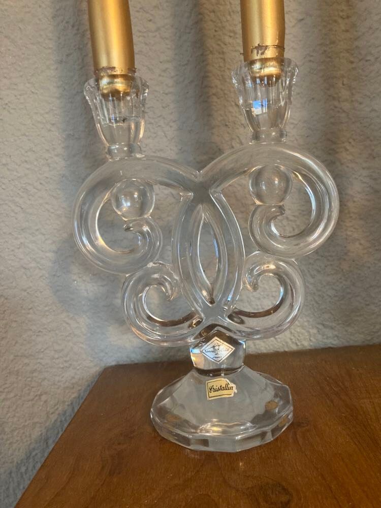Paire bougeoirs cristal Vannes