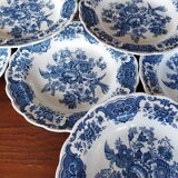 12 assiettes creuses anglaises Ridgway "Windsor" bleu