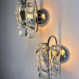 Pair of JT Kalmar frozen wall sconces, Murano glass, Austria, 1970s