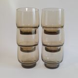 Set of 6 vintage 70s smoked glass water glasses