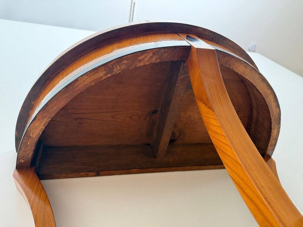 Biedermeier demi-lune console in cherry wood & birch wood, Franconia, 1830