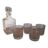 Vintage whiskey decanter and glasses