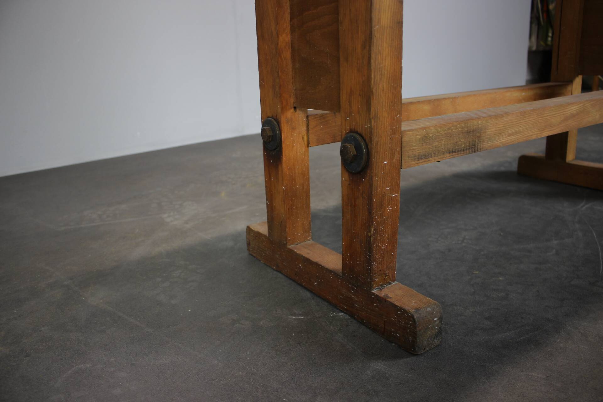 Vintage workbench with vise, Czechoslovakia, 1950s