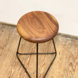 Bar stool in steel and walnut