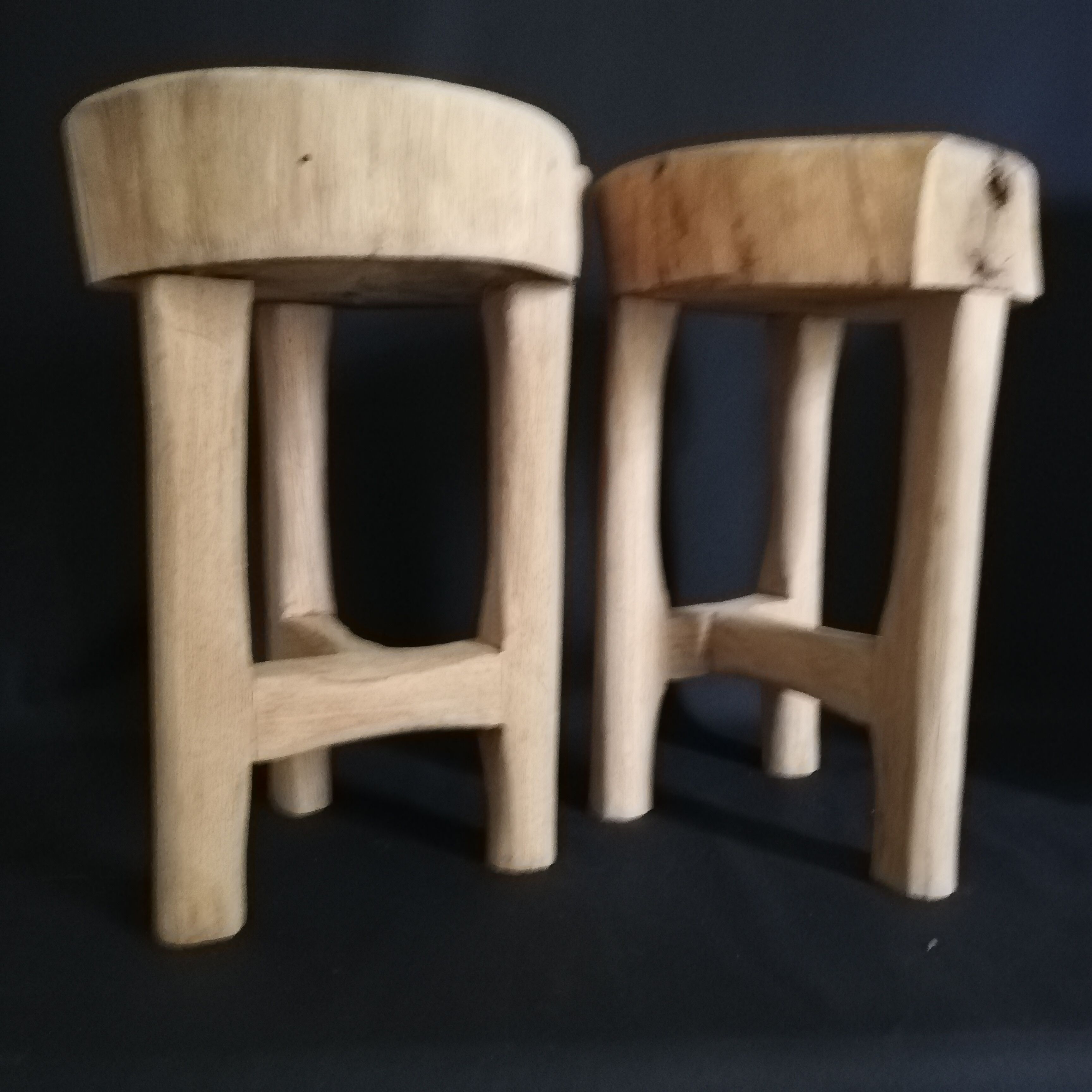 Brutalist solid oak stool