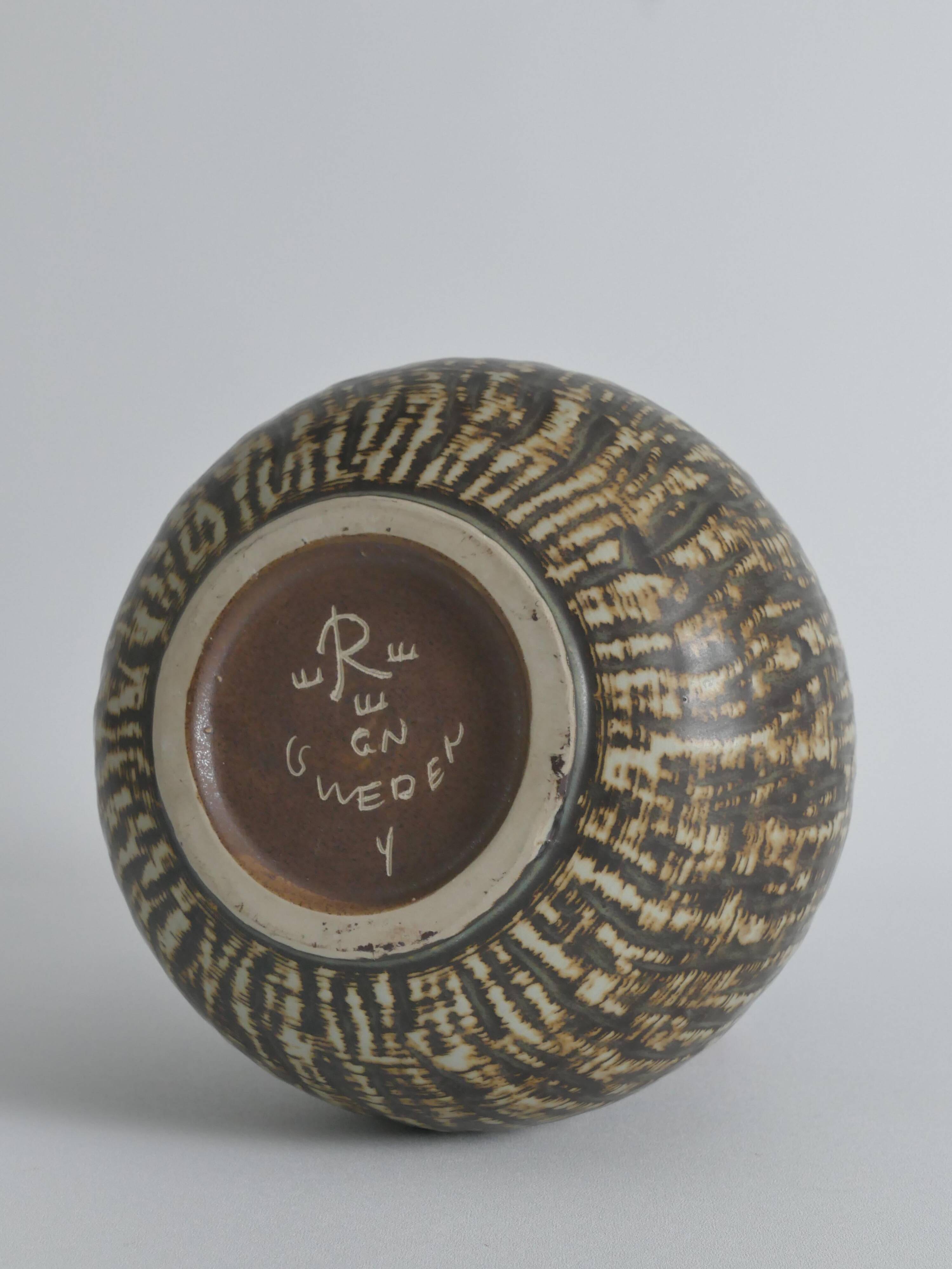 Vase en grès brun Birka Rubus de style mid-century modern par Gunnar Nylund, Rörstrand