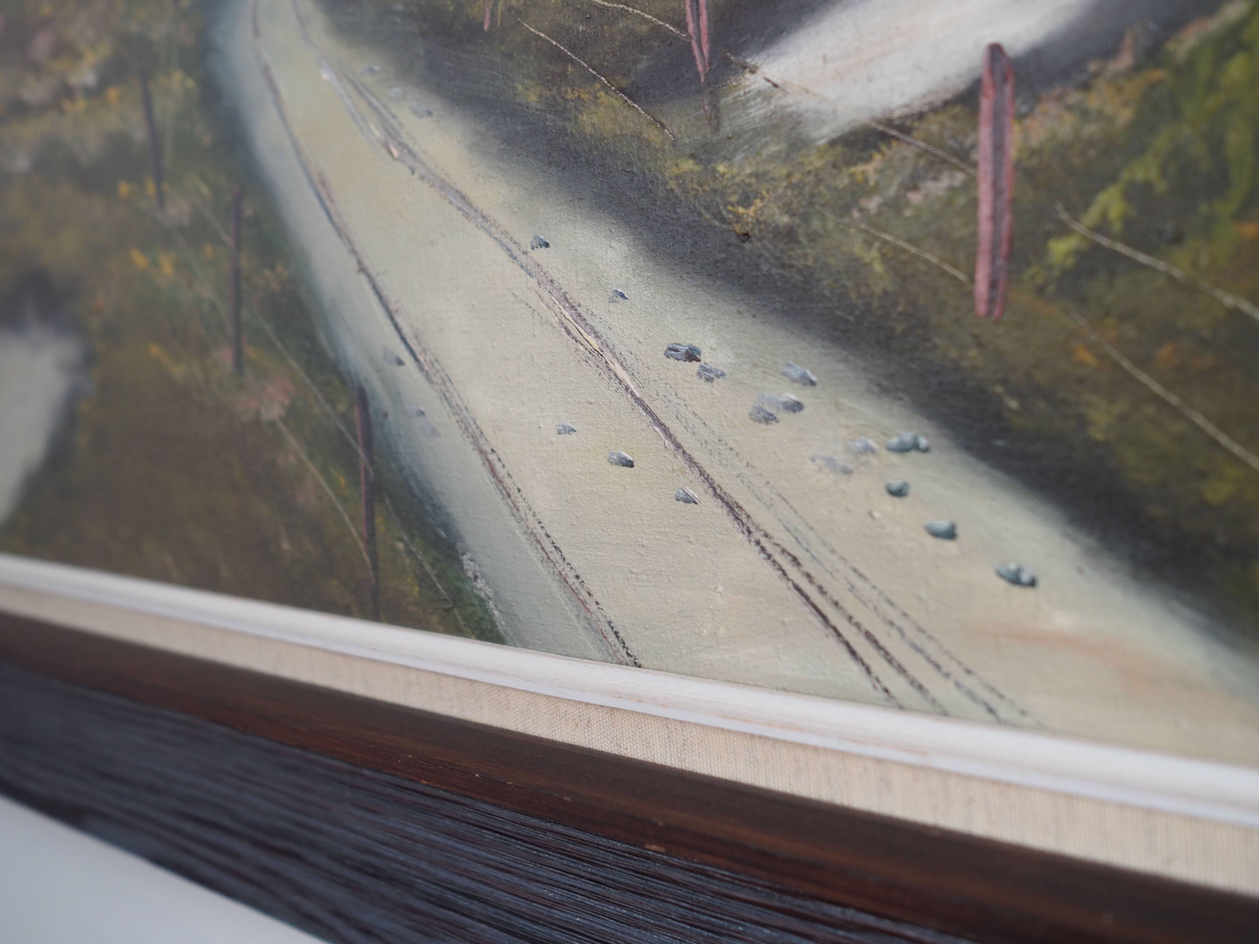 Painting „The Farmhouse on the Side”, Scandinavian design, 1970s