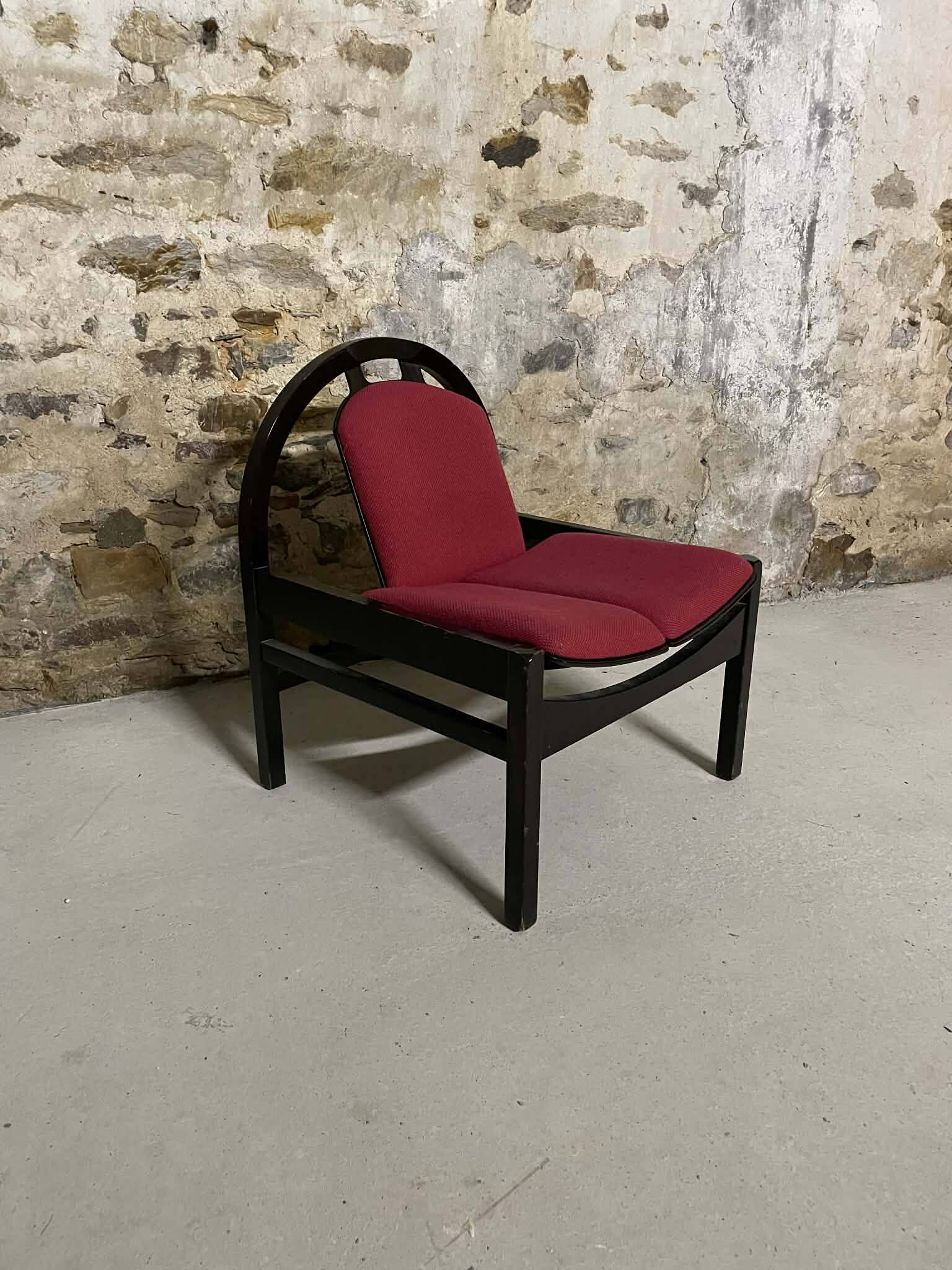 Fauteuil Baumann Argos vintage en bois noir