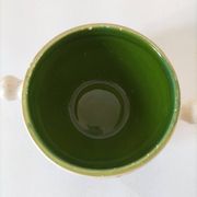 Ceramic soup bowl with blue flower decoration – handmade