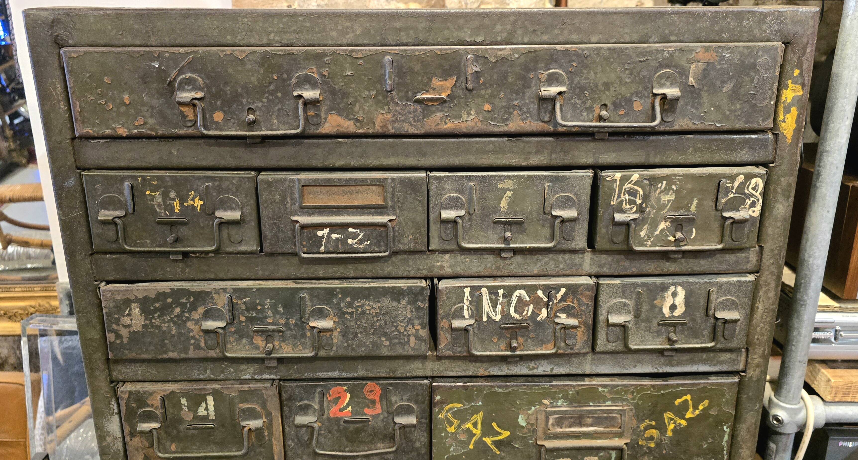 Military establishment - Two metal military mechanic's servants