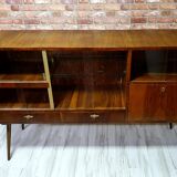 Renewed 1950s art deco showcase, high-legged, retro, vintage