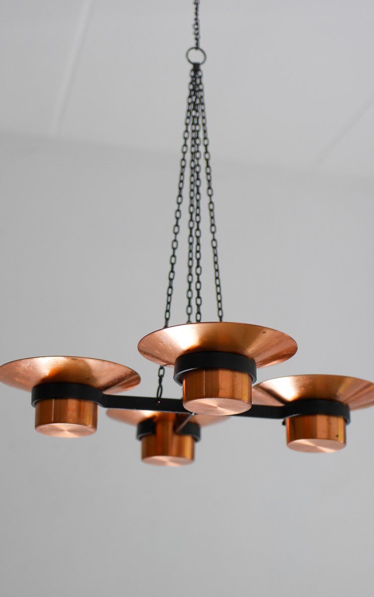 Metal and copper candleholder pendant by Carl Thore, 1975