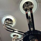 Chandelier Art Déco en laque noire et verre, 1930